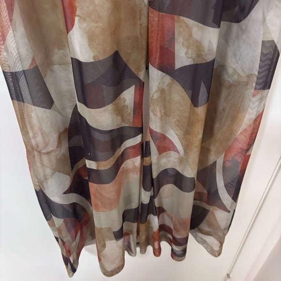 PrettyLittleThing Chocolate Abstract print wide leg mesh pants size 0 - Picture 6 of 10